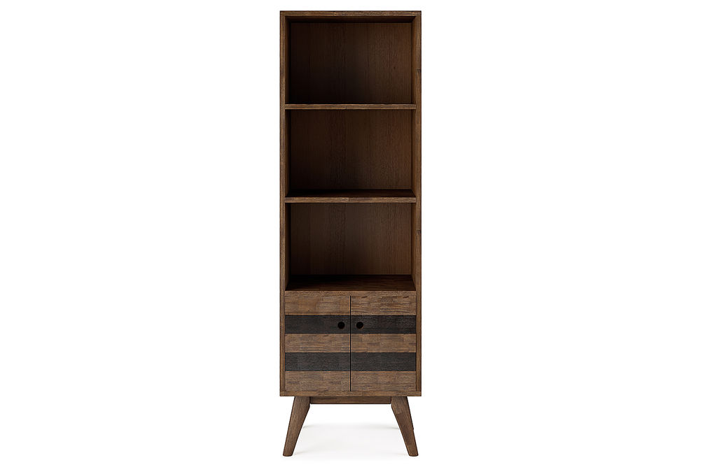 Simpli Home - Clarkson Bookcase with Storage - Rustic Natural Aged Brown