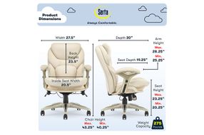 Serta - Upholstered Back in Motion Health & Wellness Manager Office Chair - Bonded Leather - Ivory