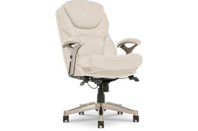 Serta - Upholstered Back in Motion Health & Wellness Manager Office Chair - Bonded Leather - Ivory