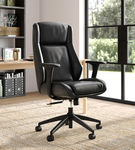 Thomasville - Darius Bonded Leather Executive Modern Office Chair with Adjustable Arms - Black