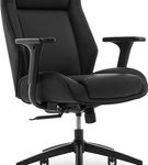 Thomasville - Darius Bonded Leather Executive Modern Office Chair with Adjustable Arms - Black