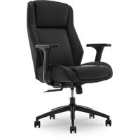 Thomasville - Darius Bonded Leather Executive Modern Office Chair with Adjustable Arms - Black