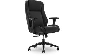 Thomasville - Darius Bonded Leather Executive Modern Office Chair with Adjustable Arms - Black