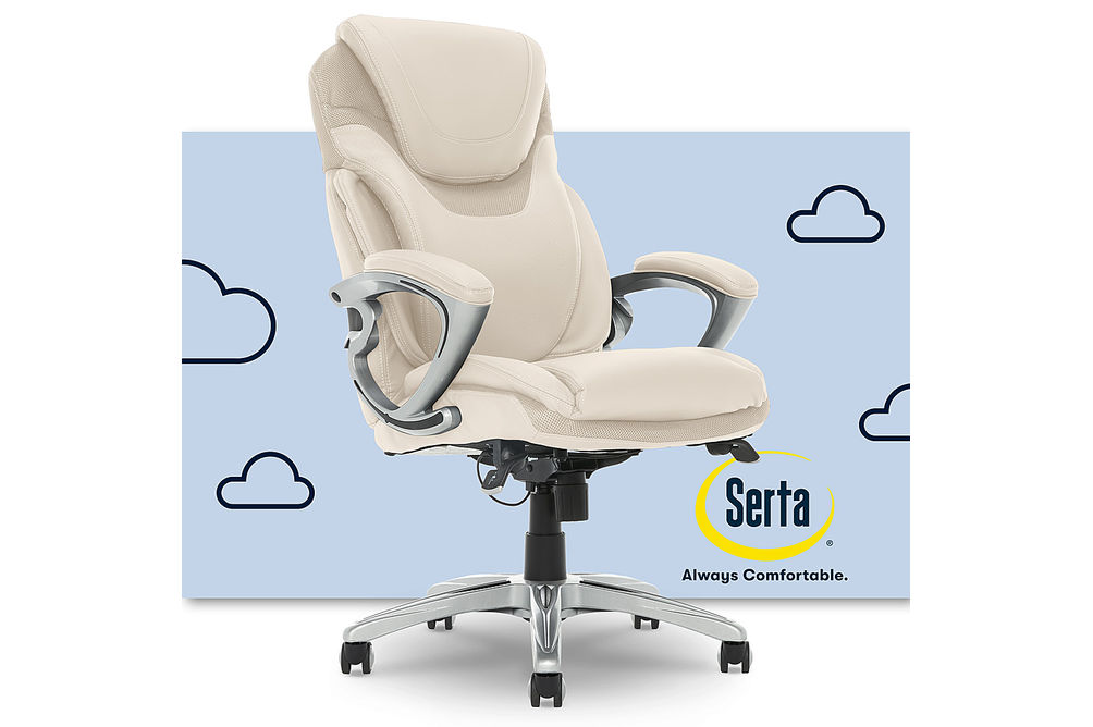 Serta - Bryce Bonded Leather Executive Office Chair - Cream