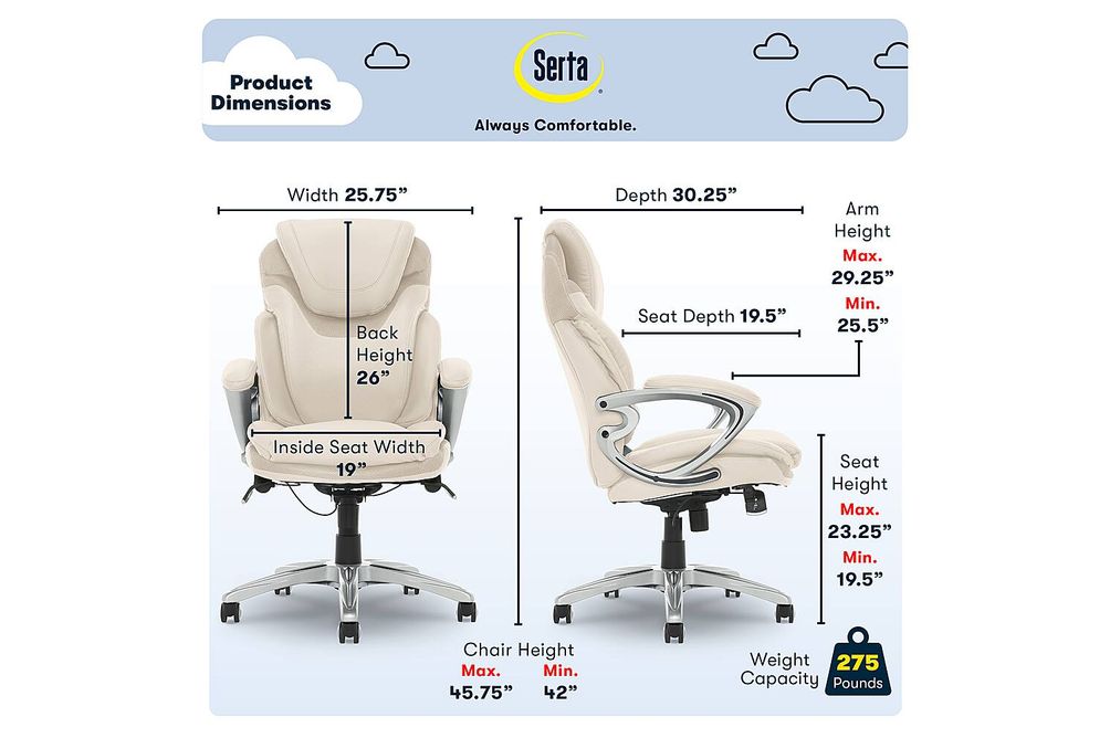 Serta - Bryce Bonded Leather Executive Office Chair - Cream