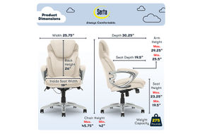 Serta - Bryce Bonded Leather Executive Office Chair - Cream