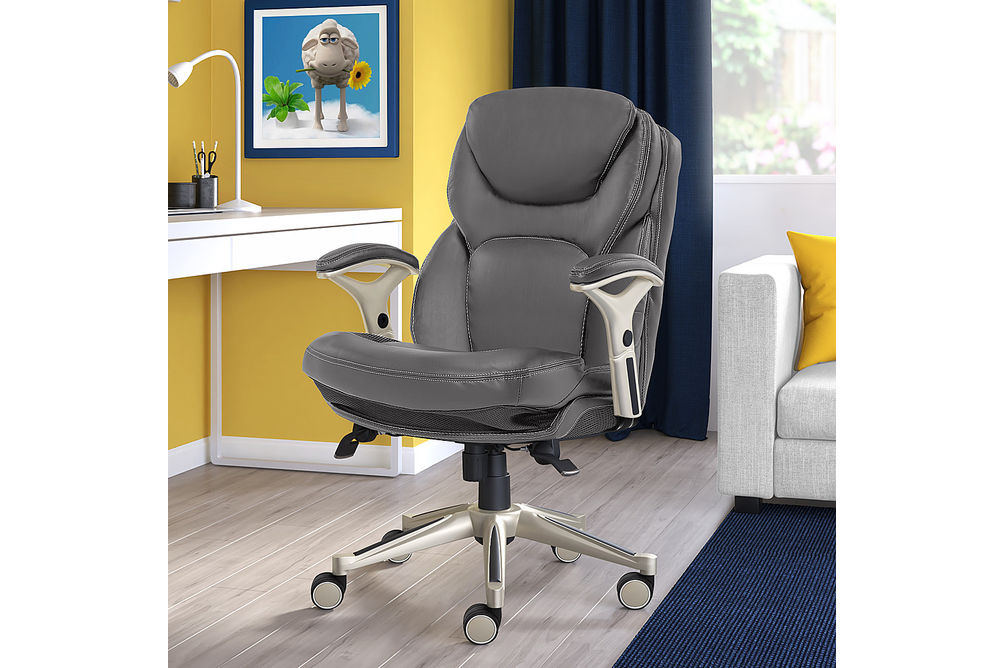 Serta - Upholstered Back in Motion Health & Wellness Manager Office Chair - Bonded Leather - Gray