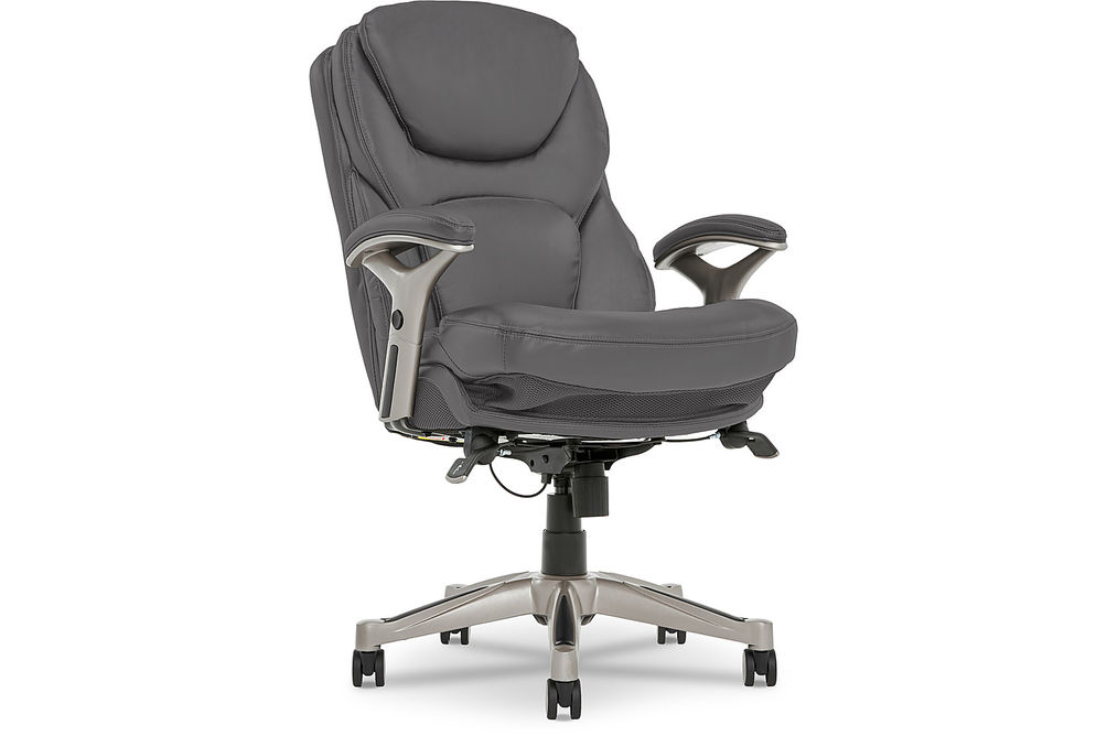 Serta - Upholstered Back in Motion Health & Wellness Manager Office Chair - Bonded Leather - Gray