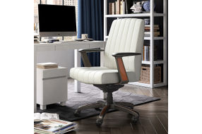 La-Z-Boy - Bennett Bonded Leather Executive High-Back Ergonomic Office Chair - White