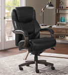 La-Z-Boy - Delano Big & Tall Bonded Leather Executive Chair - Jet Black/Gray Wood