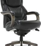 La-Z-Boy - Delano Big & Tall Bonded Leather Executive Chair - Jet Black/Gray Wood