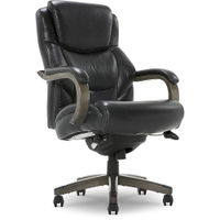 La-Z-Boy - Delano Big & Tall Bonded Leather Executive Chair - Jet Black/Gray Wood