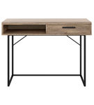 CorLiving - Fort Worth Wood Grain Finish Desk with Storage and drawer - Brown