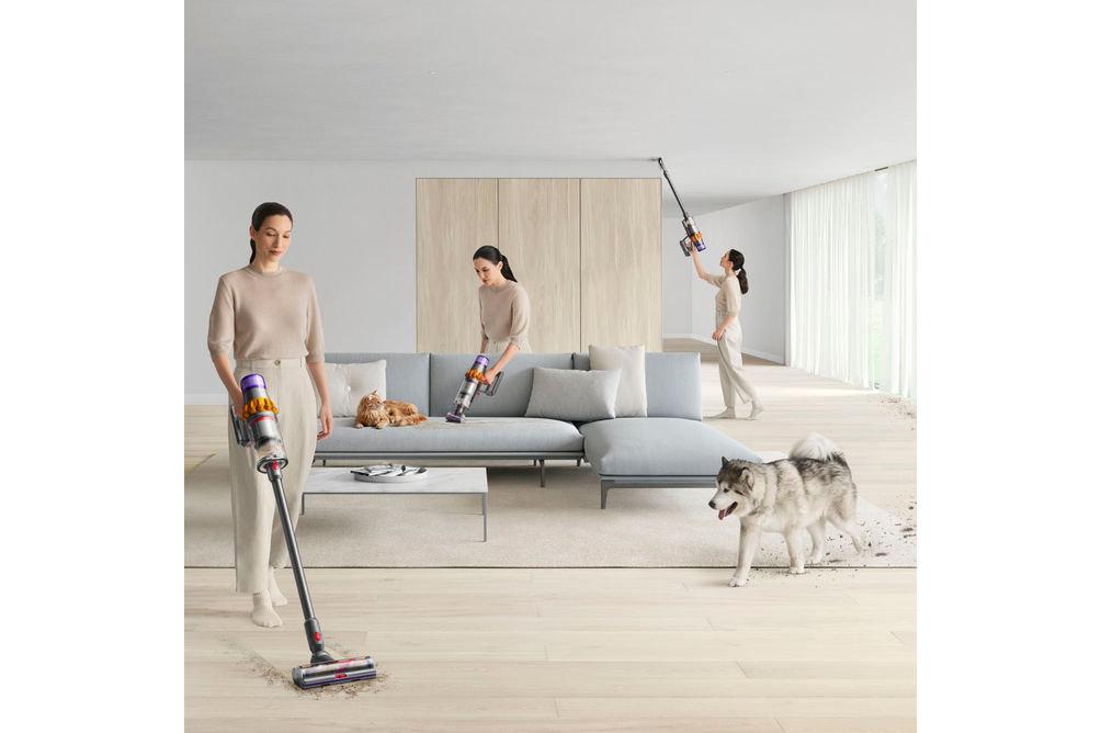 Dyson - V15 Detect Extra Cordless Vacuum with 10 accessories - Yellow/Nickel