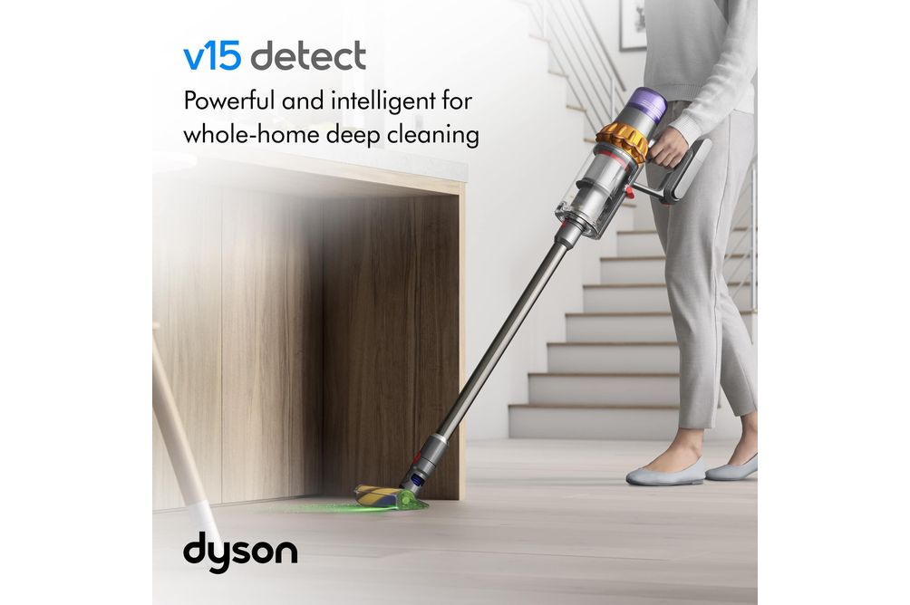 Dyson - V15 Detect Cordless Vacuum with 8 accessories - Yellow/Nickel