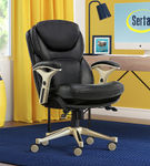 Serta - Upholstered Back in Motion Health & Wellness Manager Office Chair - Bonded Leather - Black