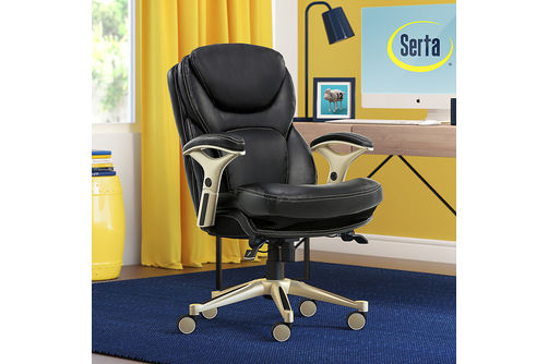 Serta - Upholstered Back in Motion Health & Wellness Manager Office Chair - Bonded Leather - Black