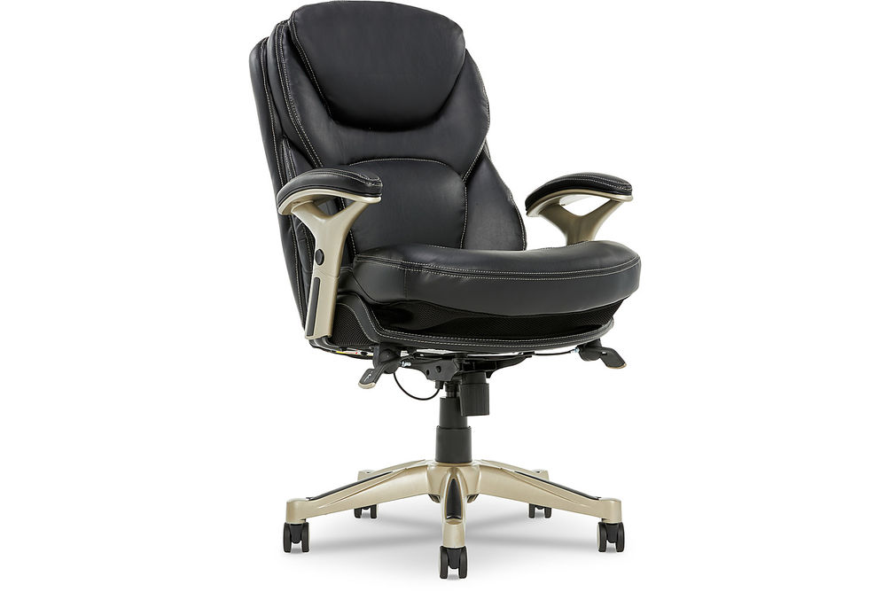 Serta - Upholstered Back in Motion Health & Wellness Manager Office Chair - Bonded Leather - Black