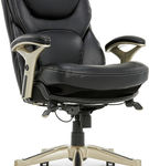 Serta - Upholstered Back in Motion Health & Wellness Manager Office Chair - Bonded Leather - Black