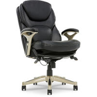 Serta - Upholstered Back in Motion Health & Wellness Manager Office Chair - Bonded Leather - Black