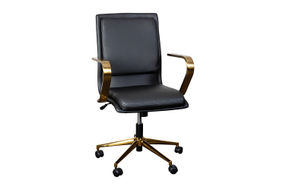 Flash Furniture - Designer Executive Swivel Office Chair with Arms - Black/Gold