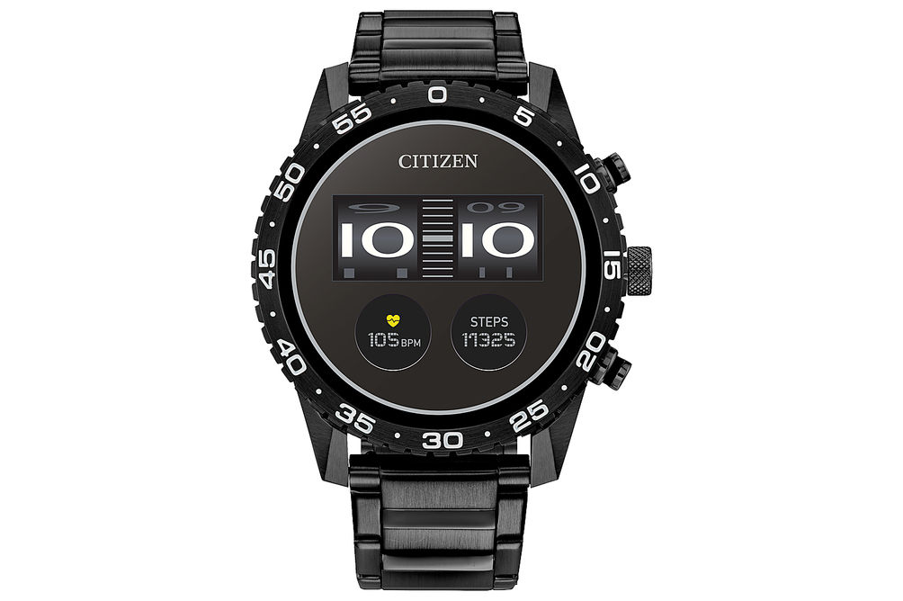 Citizen - CZ Smart 45mm Unisex IP Stainless Steel Sport Smartwatch with IP Stainless Steel Bracelet