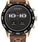 Citizen - CZ Smart 45mm Unisex IP Stainless Steel Sport Smartwatch with Perforated Leather Strap -