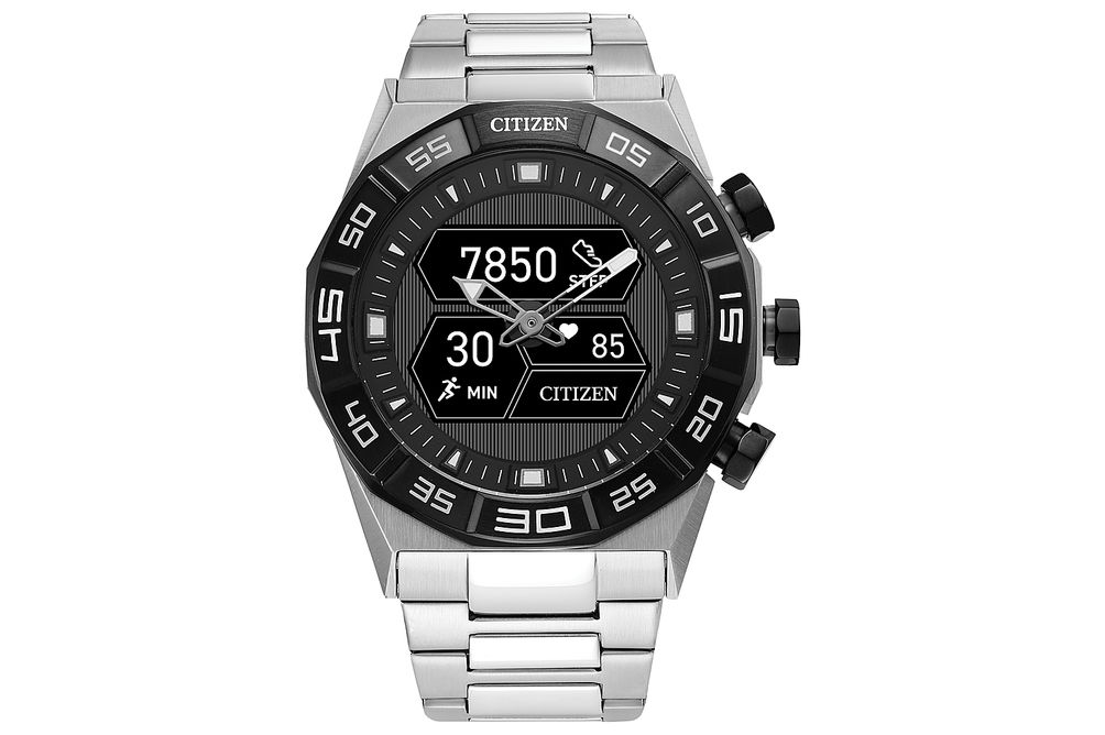 Citizen - CZ Smart 44mm Unisex Stainless Steel Hybrid Sport Smartwatch with Stainless Steel Bracele