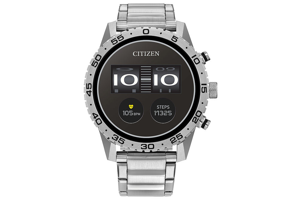 Citizen - CZ Smart 45mm Unisex Stainless Steel Sport Smartwatch with Stainless Steel Bracelet - Sil