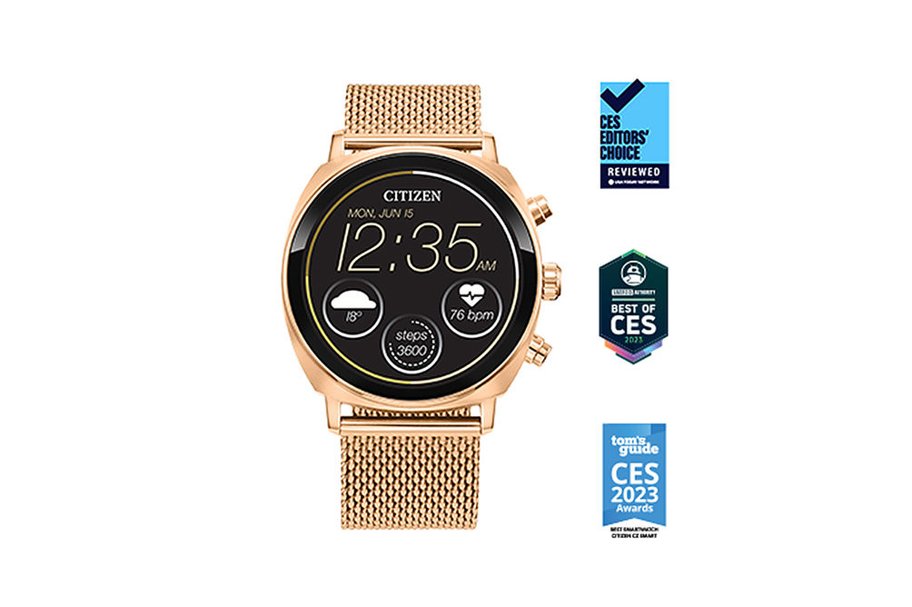 Citizen - CZ Smart 41mm Unisex Casual Smartwatch with IP Stainless Steel Mesh Bracelet - Rose Gold