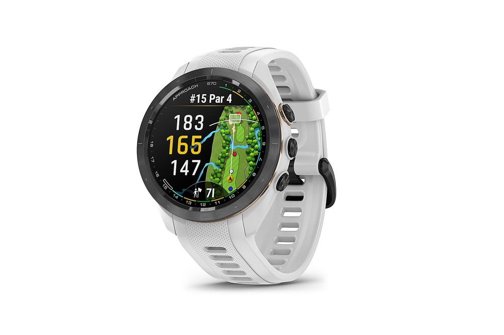 Garmin - Approach S70 GPS Smartwatch 42mm Ceramic - Black Ceramic Bezel with White Silicone Band