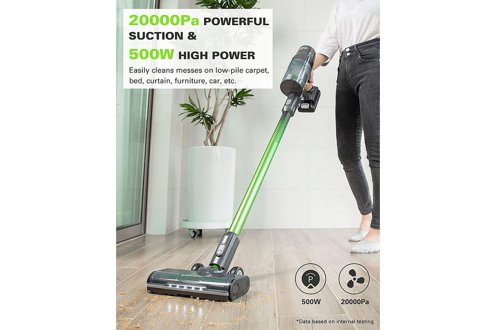 Greenworks - 24 Volt Stick Vacuum with 4ah Battery, Attachments, & Charger - Green