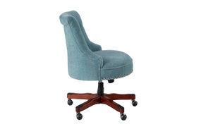 Linon Home Dcor - Scotmar Plush Button-Tufted Adjustable Office Chair With Wood Base - Aqua