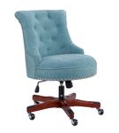 Linon Home Dcor - Scotmar Plush Button-Tufted Adjustable Office Chair With Wood Base - Aqua