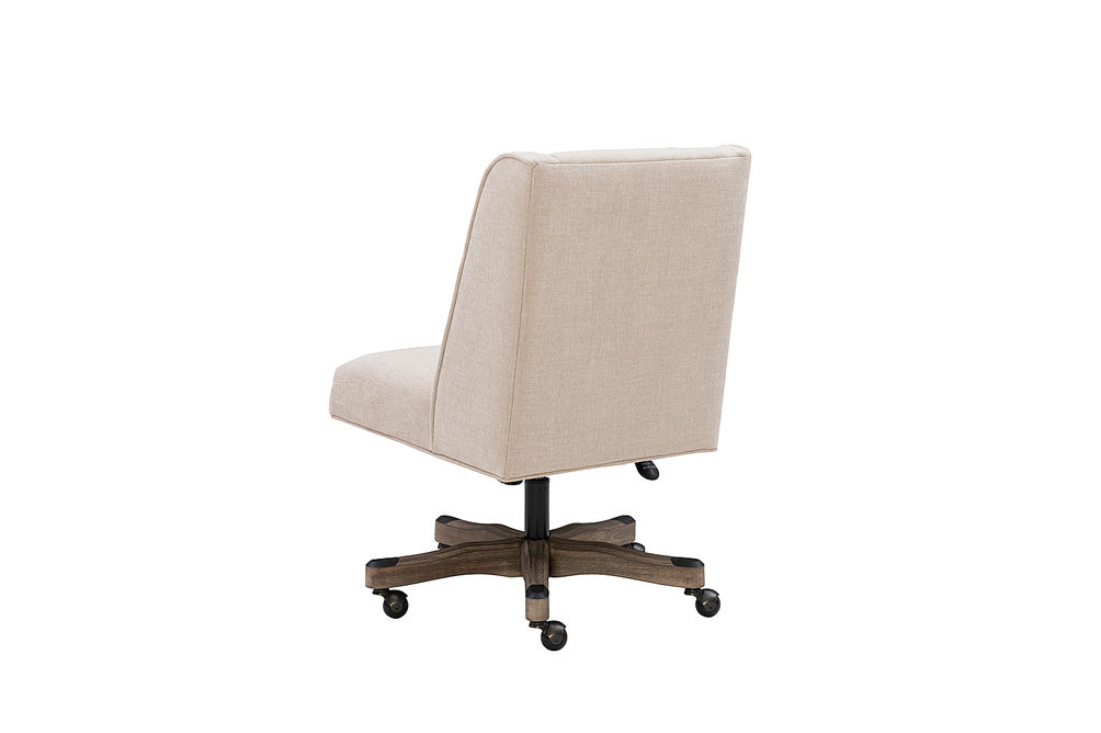 Linon Home Dcor - Donora Plush Fabric Adjustable Office Chair With Wood Base - Natural
