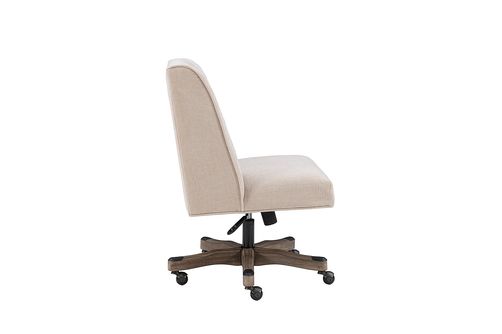 Linon Home Dcor - Donora Plush Fabric Adjustable Office Chair With Wood Base - Natural