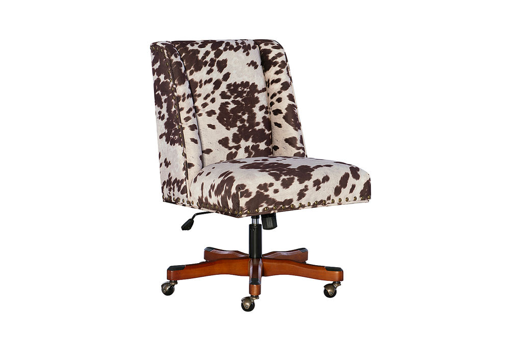 Linon Home Dcor - Donora Cow Print Microfiber Fabric Adjustable Office Chair With Wood Base - Brow