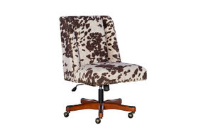 Linon Home Dcor - Donora Cow Print Microfiber Fabric Adjustable Office Chair With Wood Base - Brow