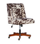 Linon Home Dcor - Donora Cow Print Microfiber Fabric Adjustable Office Chair With Wood Base - Brow