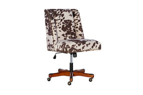 Linon Home Dcor - Donora Cow Print Microfiber Fabric Adjustable Office Chair With Wood Base - Brow