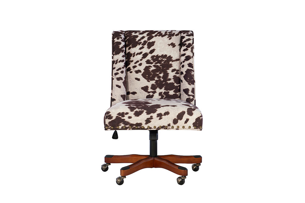 Linon Home Dcor - Donora Cow Print Microfiber Fabric Adjustable Office Chair With Wood Base - Brow