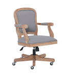 Linon Home Dcor - Markley Vintage Farmhouse Height-Adjustable Office Chair With Arms - Light Gray