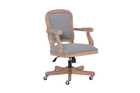 Linon Home Dcor - Markley Vintage Farmhouse Height-Adjustable Office Chair With Arms - Light Gray