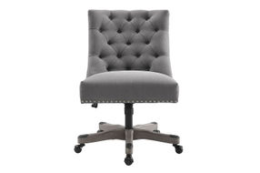 Linon Home Dcor - Ellas Plush Button-Tufted Office Chair With LiveSmart Performance Fabric - Slate