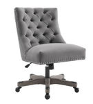 Linon Home Dcor - Ellas Plush Button-Tufted Office Chair With LiveSmart Performance Fabric - Slate