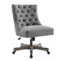 Linon Home Dcor - Ellas Plush Button-Tufted Office Chair With LiveSmart Performance Fabric - Slate