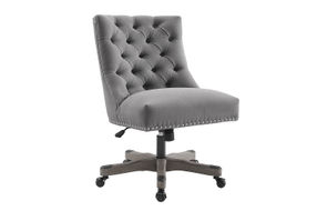 Linon Home Dcor - Ellas Plush Button-Tufted Office Chair With LiveSmart Performance Fabric - Slate