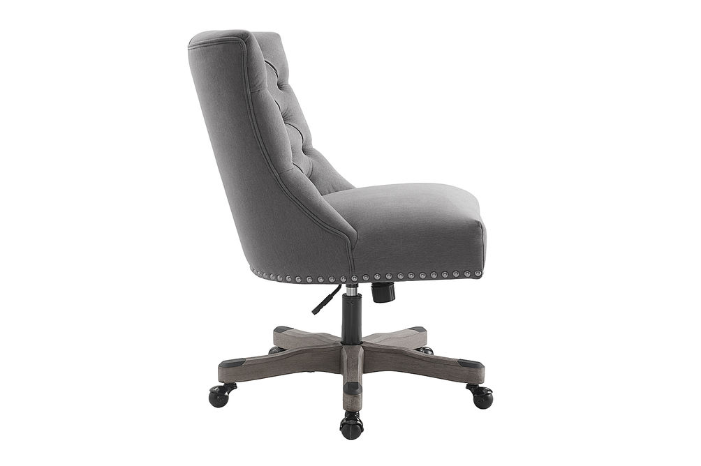 Linon Home Dcor - Ellas Plush Button-Tufted Office Chair With LiveSmart Performance Fabric - Slate