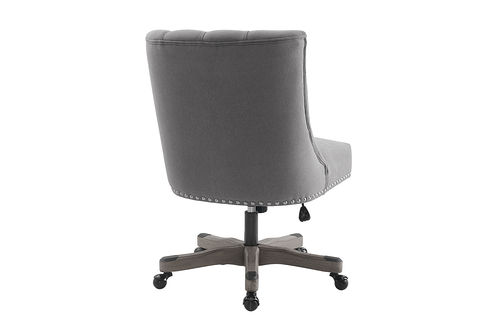 Linon Home Dcor - Ellas Plush Button-Tufted Office Chair With LiveSmart Performance Fabric - Slate