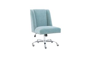 Linon Home Dcor - Donora Plush Fabric Adjustable Office Chair With Chrome Base - Aqua